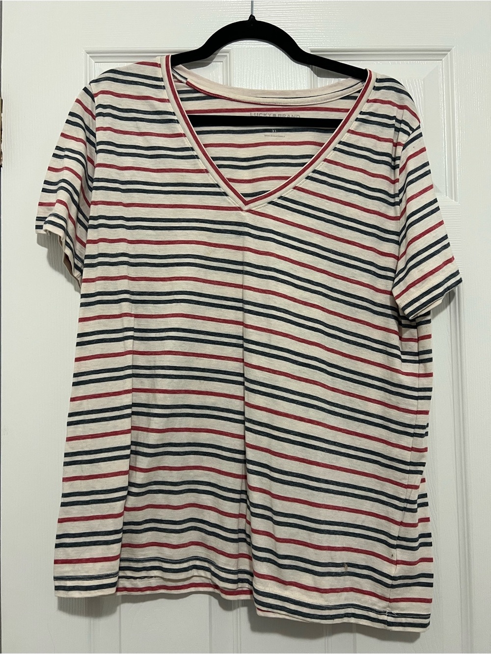 Lucky Brand Women's V-Neck Short Sleeve Top